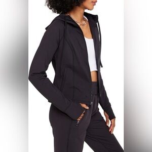 Yogalicious Lux Full Zip Hooded Crop Ink Black Athletic Jacket Size X-Large
